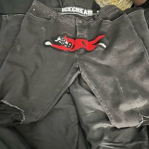 Men’s ice cream jeans gentle warn